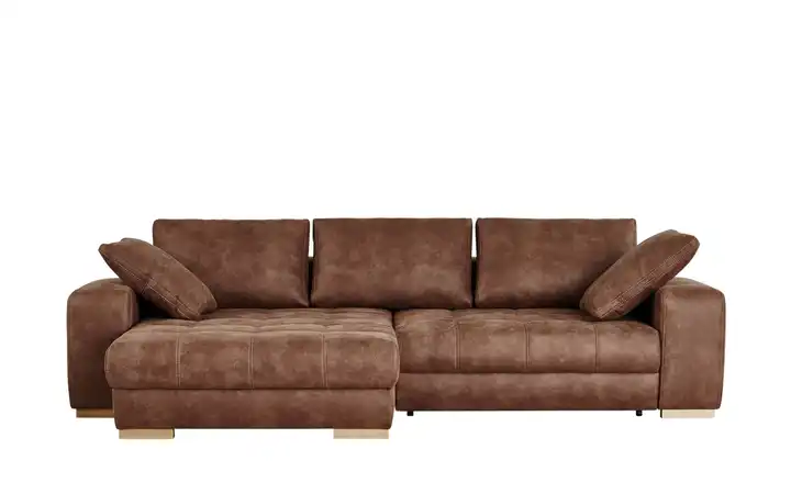 bobb Ecksofa cognac - Mikrofaser Caro links Cognacbraun Mikrofaser