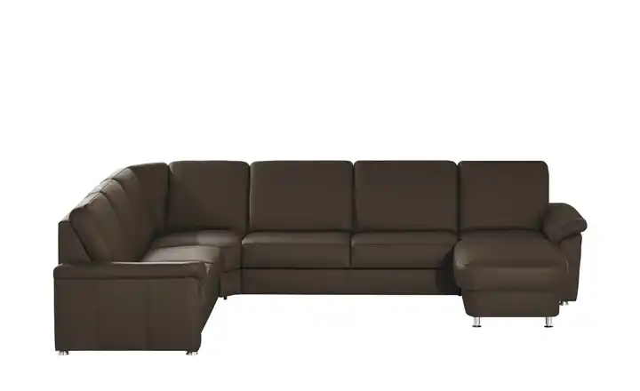 meinSofa Wohnlandschaft Leder Carolin Kastanie links ohne