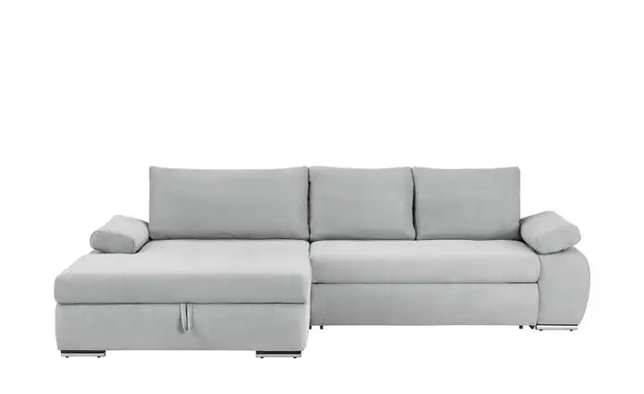 smart Ecksofa Ibby Silbergrau links Flachgewebe fein