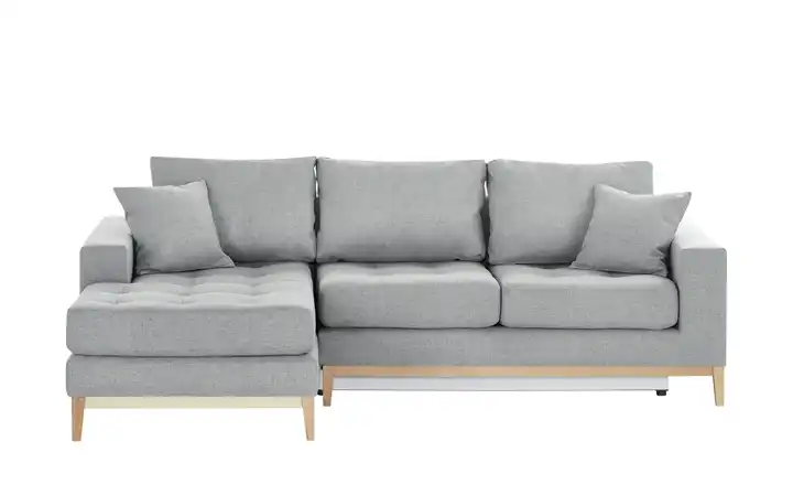 smart Ecksofa im Skandi-Look Vivien Silbergrau links Erweiterte Funktion Flachgewebe