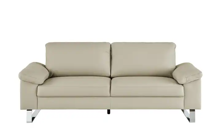 Max Schelling Ledersofa aus Echtleder Maximum 2,5 Kufengestell verchromt, glänzend Creme