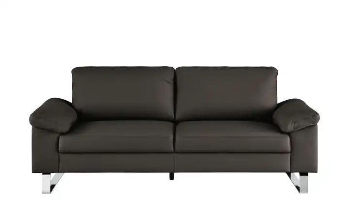 Max Schelling Ledersofa aus Echtleder Maximum 2,5 Kufengestell verchromt, glänzend Dunkelbraun