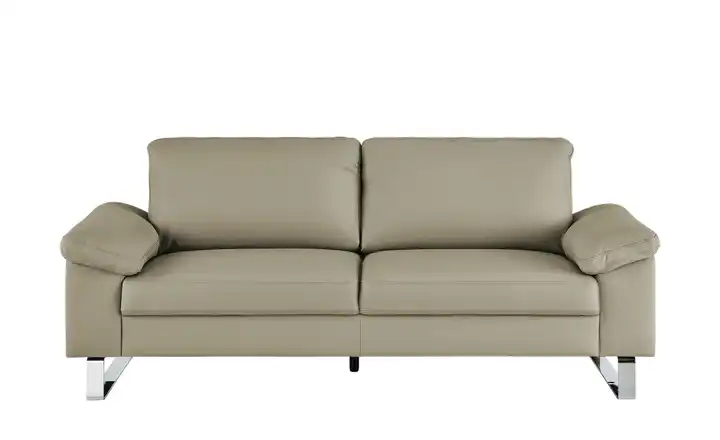 Max Schelling Ledersofa aus Echtleder Maximum 2,5 Kufengestell verchromt, glänzend Taupe