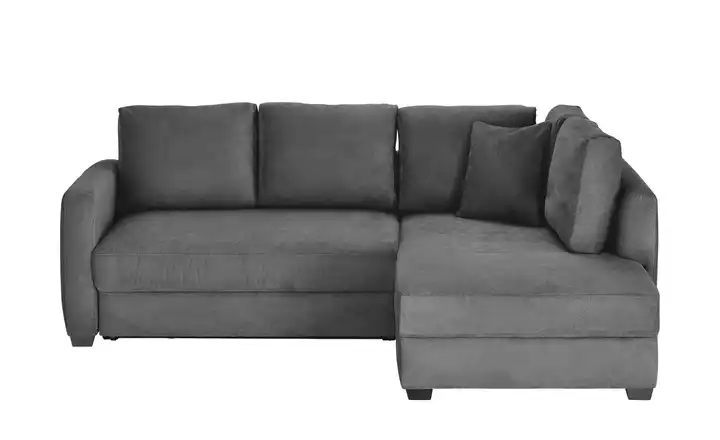 bobb Ecksofa mit Boxspringpolsterung Lisa de Luxe rechts Steingrau Mikrofaser