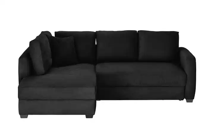 bobb Ecksofa mit Boxspringpolsterung Lisa de Luxe links Schwarz Mikrofaser