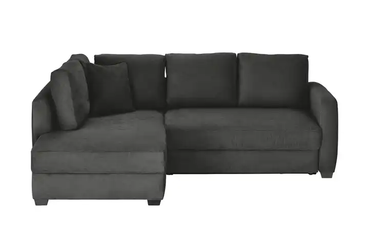bobb Ecksofa mit Boxspringpolsterung Lisa de Luxe links Graphit Mikrofaser