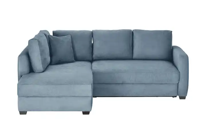 bobb Ecksofa mit Boxspringpolsterung Lisa de Luxe links Blau Mikrofaser
