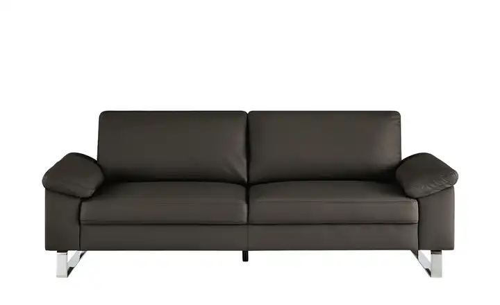 Max Schelling Ledersofa aus Echtleder Maximum 3 Kufengestell verchromt, glänzend Dunkelbraun
