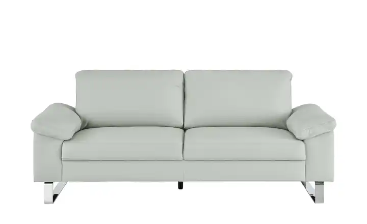 Max Schelling Ledersofa aus Echtleder Maximum 2,5 Kufengestell verchromt, glänzend Steingrau