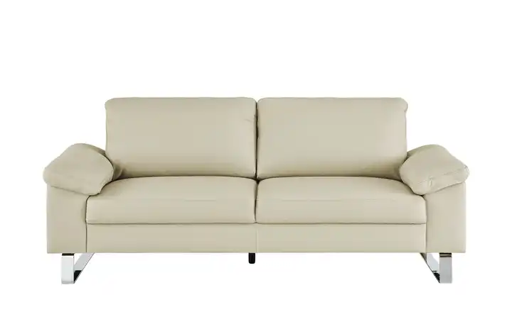 Max Schelling Ledersofa aus Echtleder Maximum 2,5 Kufengestell verchromt, glänzend Beige