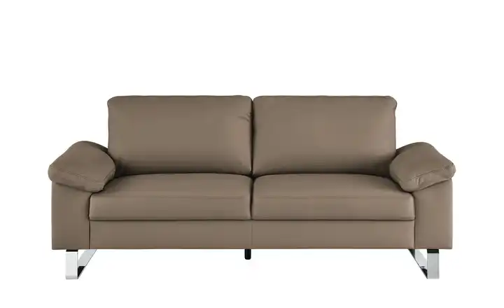 Max Schelling Ledersofa aus Echtleder Maximum 2,5 Kufengestell verchromt, glänzend Haselnussbraun