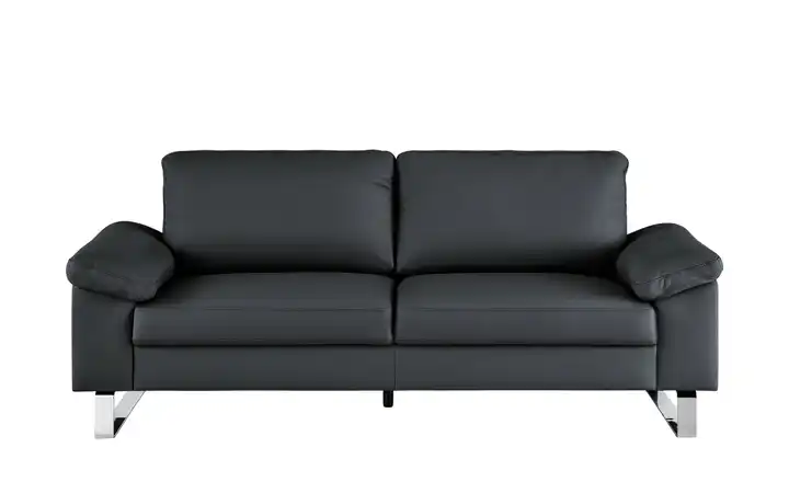 Max Schelling Ledersofa aus Echtleder Maximum 2,5 Kufengestell verchromt, glänzend Dunkelblau