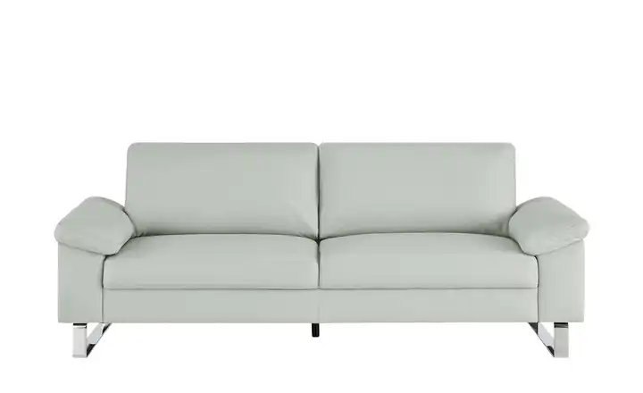 Max Schelling Ledersofa aus Echtleder Maximum 3 Kufengestell verchromt, glänzend Steingrau