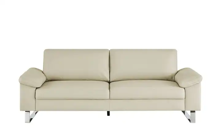 Max Schelling Ledersofa aus Echtleder Maximum 3 Kufengestell verchromt, glänzend Beige