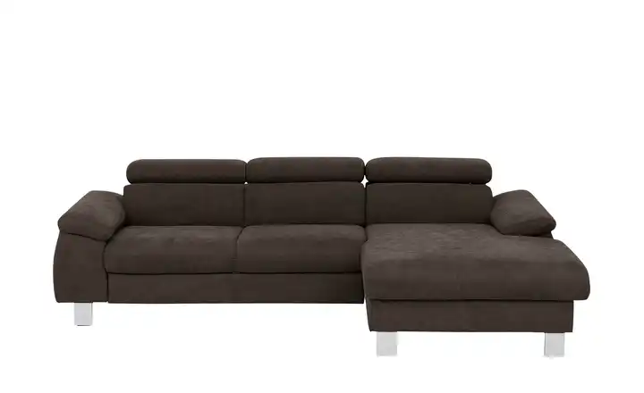 uno Ecksofa aus Velours Micky Dunkelbraun rechts Erweiterte Funktion