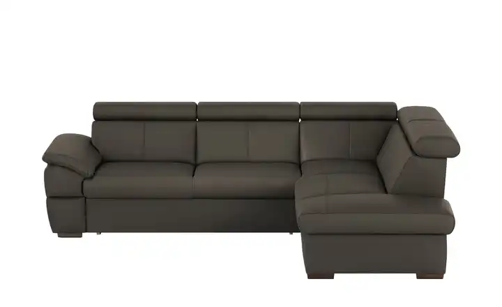 uno Ecksofa aus Echtleder Town Dunkelbraun rechts Erweiterte Funktion