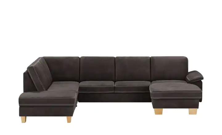 meinSofa Wohnlandschaft Leder Samu Schokoladenbraun links ohne