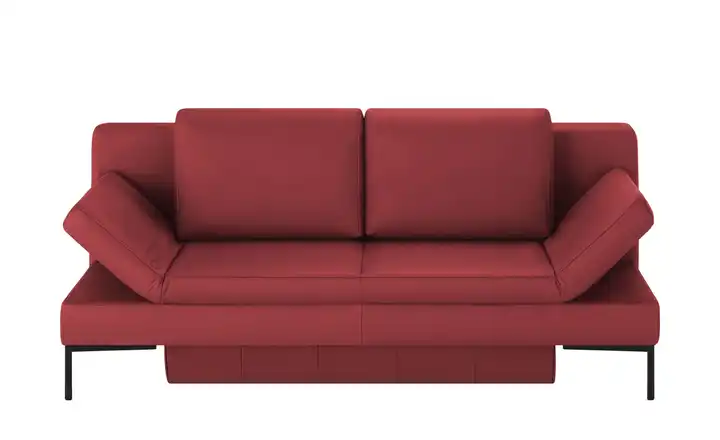 Schlafsofa mit Sitz- und Rückenfläche aus Echtleder Kenny Schwarz Rot