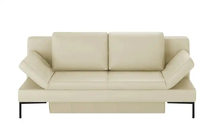 Schlafsofa mit Sitz- und Rückenfläche aus Echtleder Kenny Schwarz Ecru