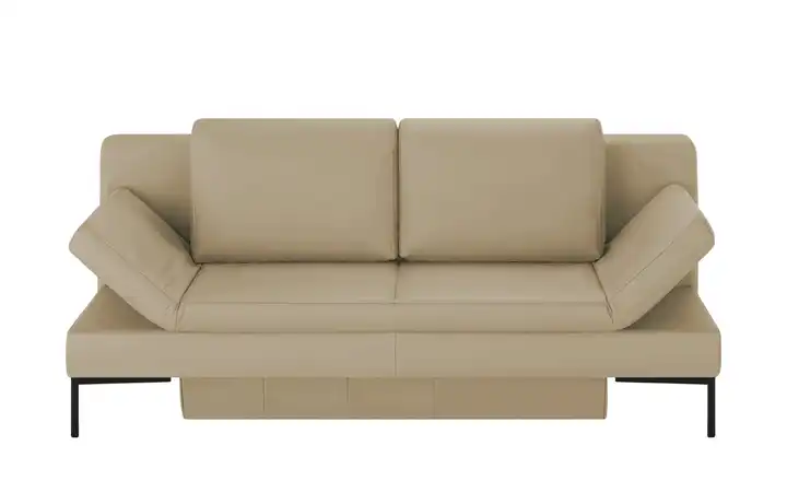 Schlafsofa mit Sitz- und Rückenfläche aus Echtleder Kenny Schwarz Schlamm