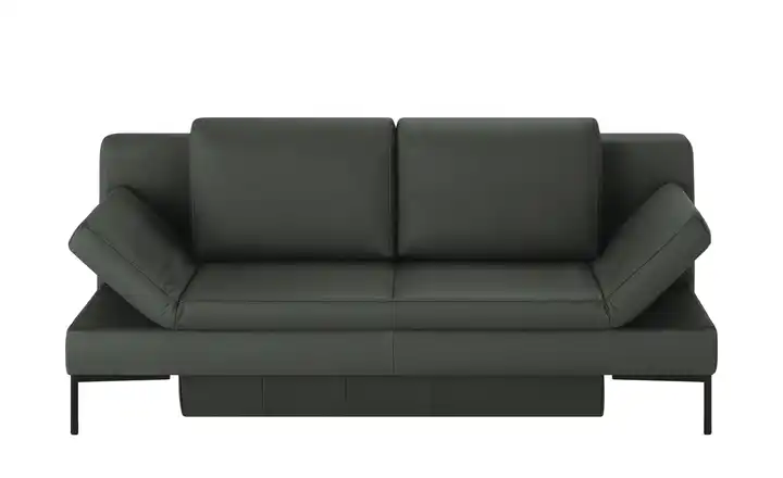 Schlafsofa mit Sitz- und Rückenfläche aus Echtleder Kenny Schwarz Anthrazit