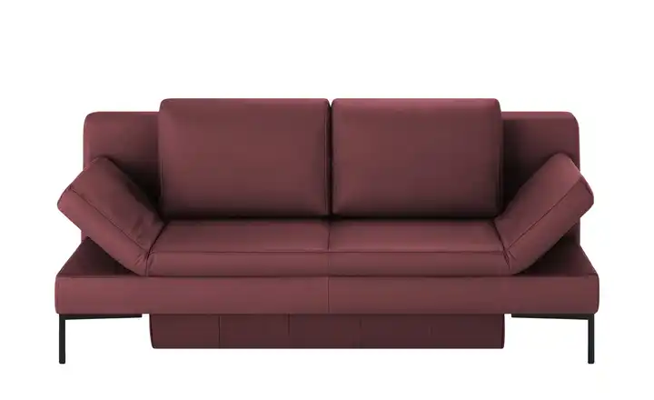 Schlafsofa mit Sitz- und Rückenfläche aus Echtleder Kenny Schwarz Bordeauxrot