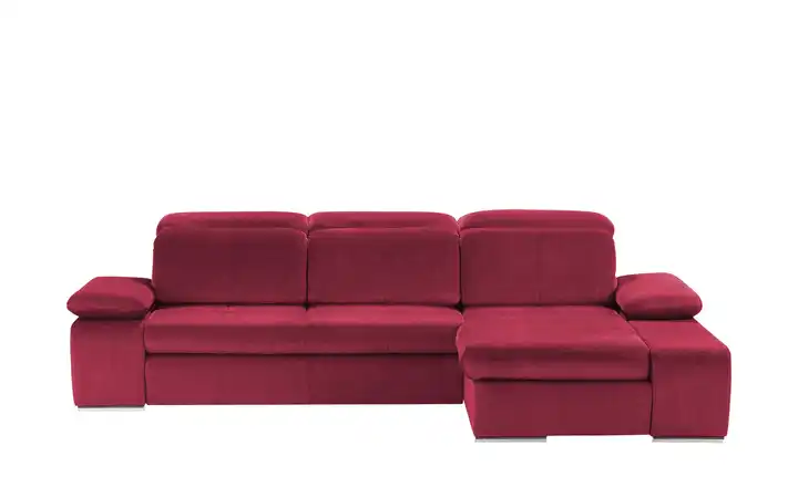 switch Ecksofa aus Mikrofaser Avilla Bordeauxrot rechts Grundfunktion Mikrofaser in Velours-Optik