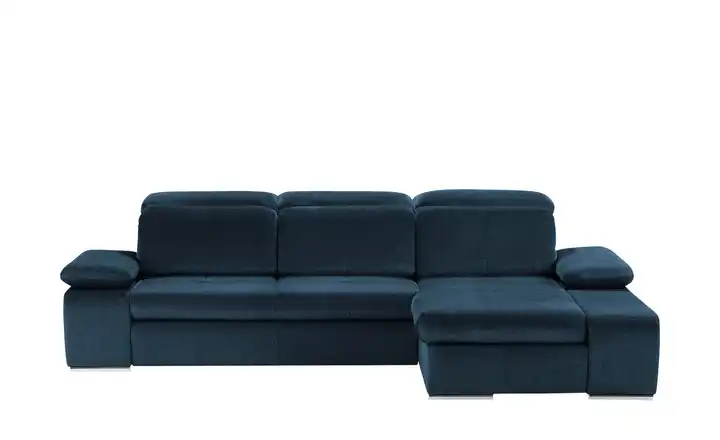 switch Ecksofa aus Mikrofaser Avilla Dunkelblau rechts Grundfunktion Mikrofaser in Velours-Optik