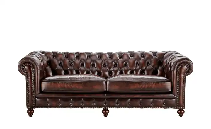 uno Ledersofa im Vintagelook Chesterfield