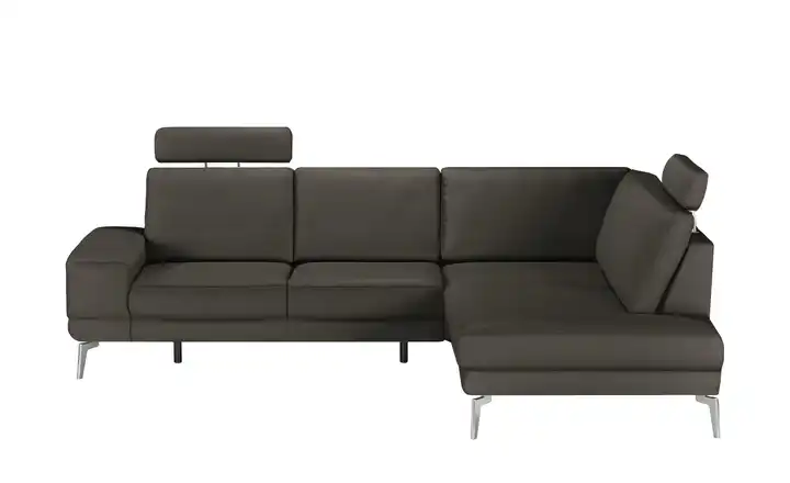 meinSofa Ecksofa aus Leder Dana Schokoladenbraun rechts Erweiterte Funktion