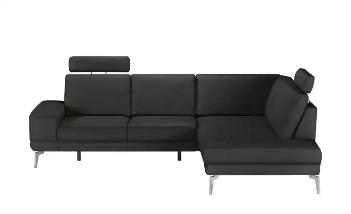 meinSofa Ecksofa aus Leder Dana Schwarz rechts Erweiterte Funktion