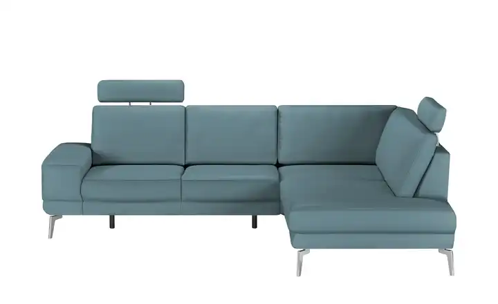 meinSofa Ecksofa aus Leder Dana Rauchblau rechts Erweiterte Funktion