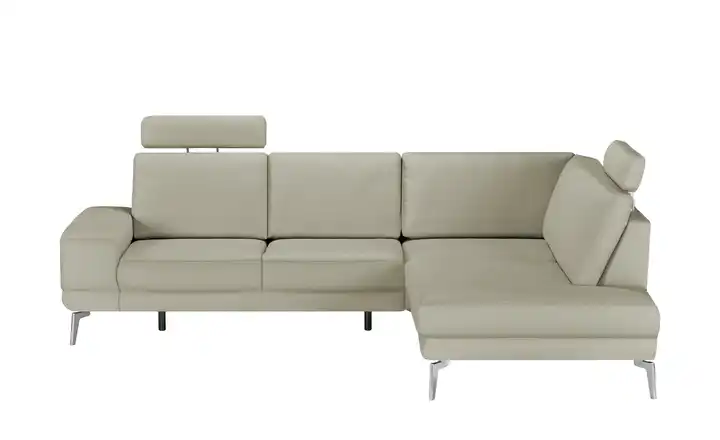 meinSofa Ecksofa aus Leder Dana Hellgrau rechts Erweiterte Funktion