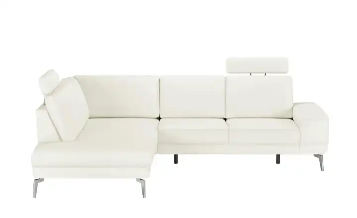 meinSofa Ecksofa aus Leder Dana Weiß links Erweiterte Funktion