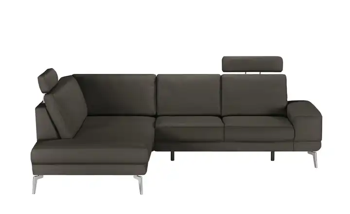 meinSofa Ecksofa aus Leder Dana Schokoladenbraun links Erweiterte Funktion
