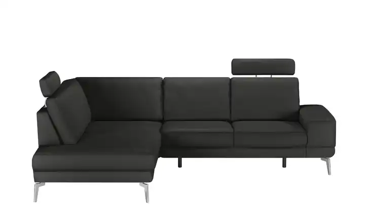 meinSofa Ecksofa aus Leder Dana Schwarz links Erweiterte Funktion
