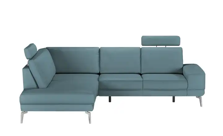meinSofa Ecksofa aus Leder Dana Rauchblau links Erweiterte Funktion