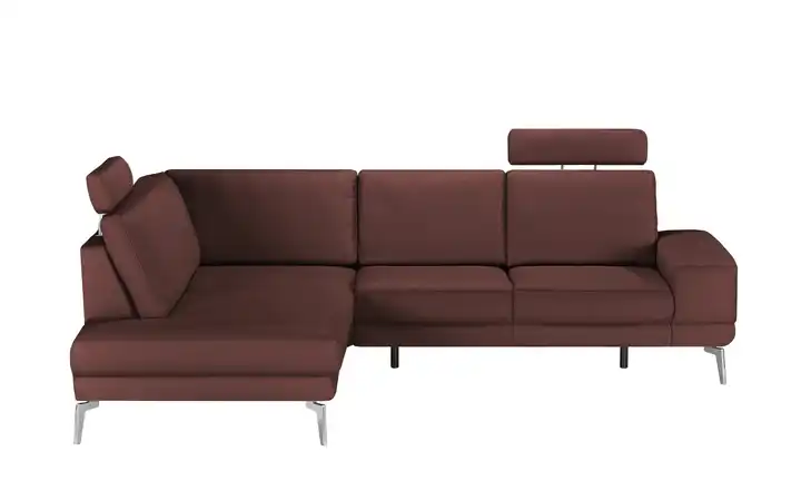 meinSofa Ecksofa aus Leder Dana Bordeauxrot links Erweiterte Funktion