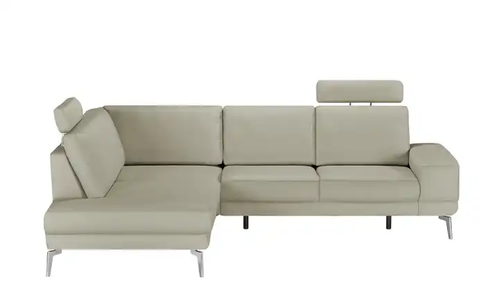 meinSofa Ecksofa aus Leder Dana Hellgrau links Erweiterte Funktion