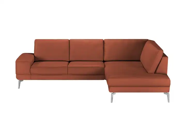 meinSofa Ecksofa aus Leder Dana Rot rechts ohne