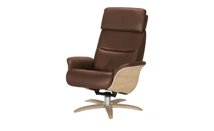 Nils Olsen Relaxsessel Leder mit Relaxfunktion Balance Braun