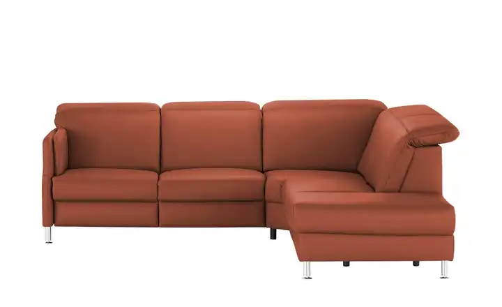 meinSofa Leder-Ecksofa Leon rechts ohne Rostrot