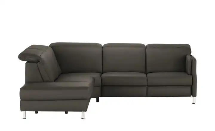 meinSofa Leder-Ecksofa Leon links ohne Schokoladenbraun