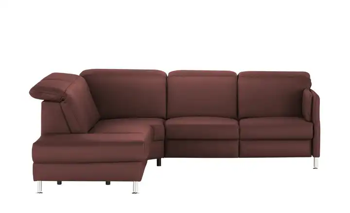 meinSofa Leder-Ecksofa Leon links ohne Rotbraun