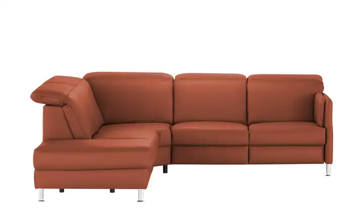 meinSofa Leder-Ecksofa Leon links ohne Rostrot