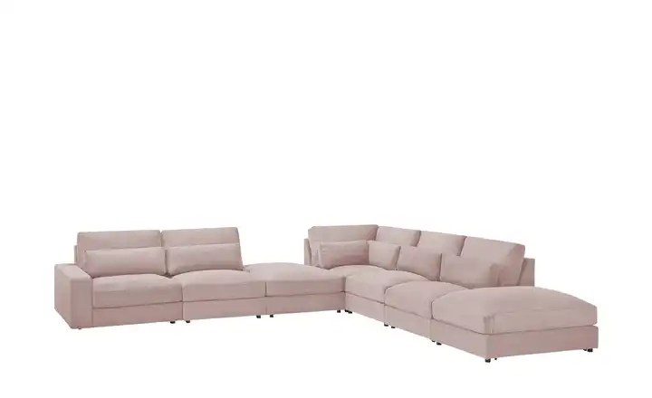 Ecksofa Branna links Rosé Cordstoff