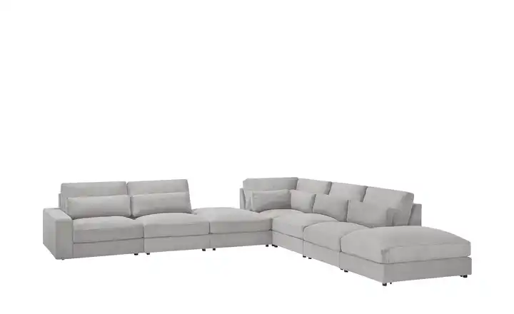 Ecksofa Branna links Hellgrau Cordstoff