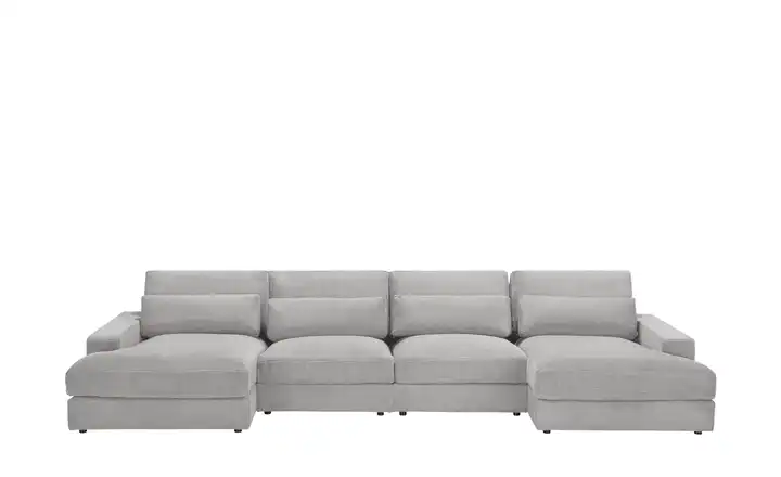 Wohnlandschaft Branna Hellgrau Cordstoff
