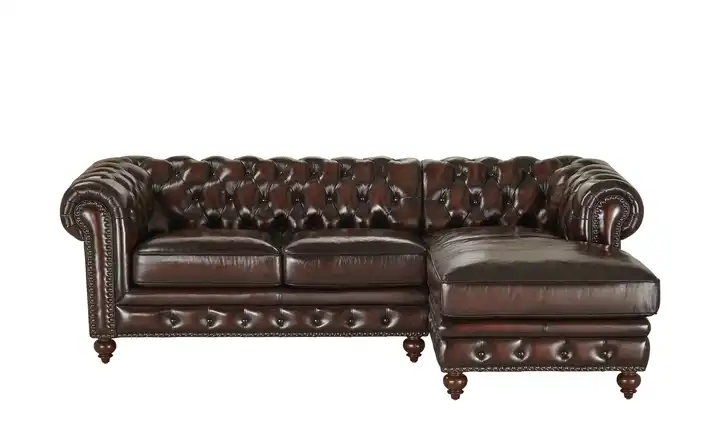 uno Ecksofa Bezug aus Echtleder Chesterfield