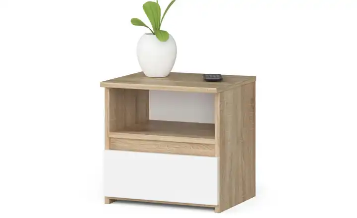Nachttisch Carla Eiche Sonoma (Nachbildung), Weiß